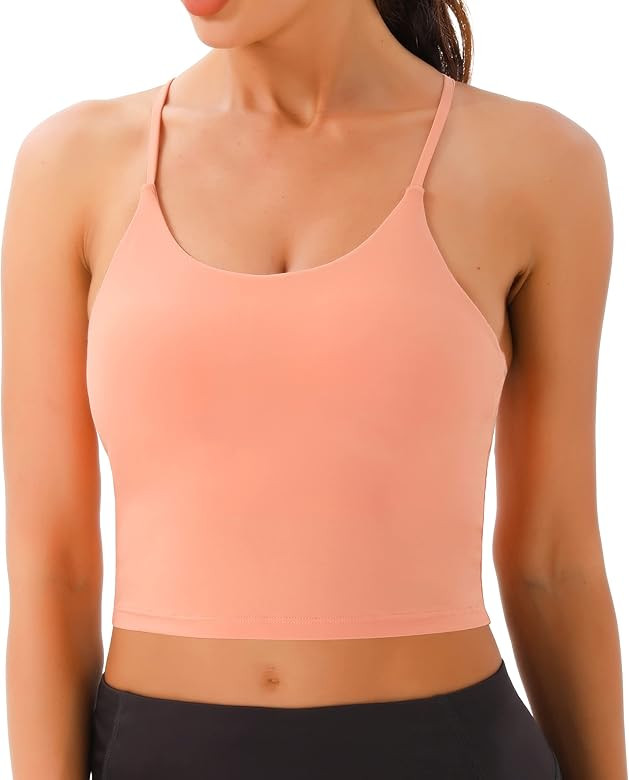 PERSIT Sports Bras Women Low Impact Removable Padded Workout Tops Longline Criss-Cross Back Crop ... | Amazon (US)