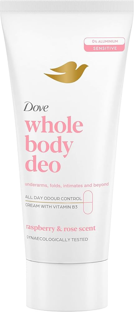 Dove Raspberry & Rose Whole Body Deodorant Cream 0% aluminium deodorant with vitamin B3 for all-d... | Amazon (UK)