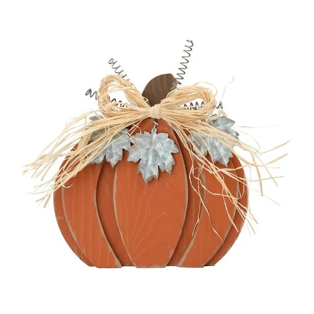 Way to Celebrate Harvest Orange Pumpkin MDF Tabletop Decoration, 6.1"H - Walmart.com | Walmart (US)