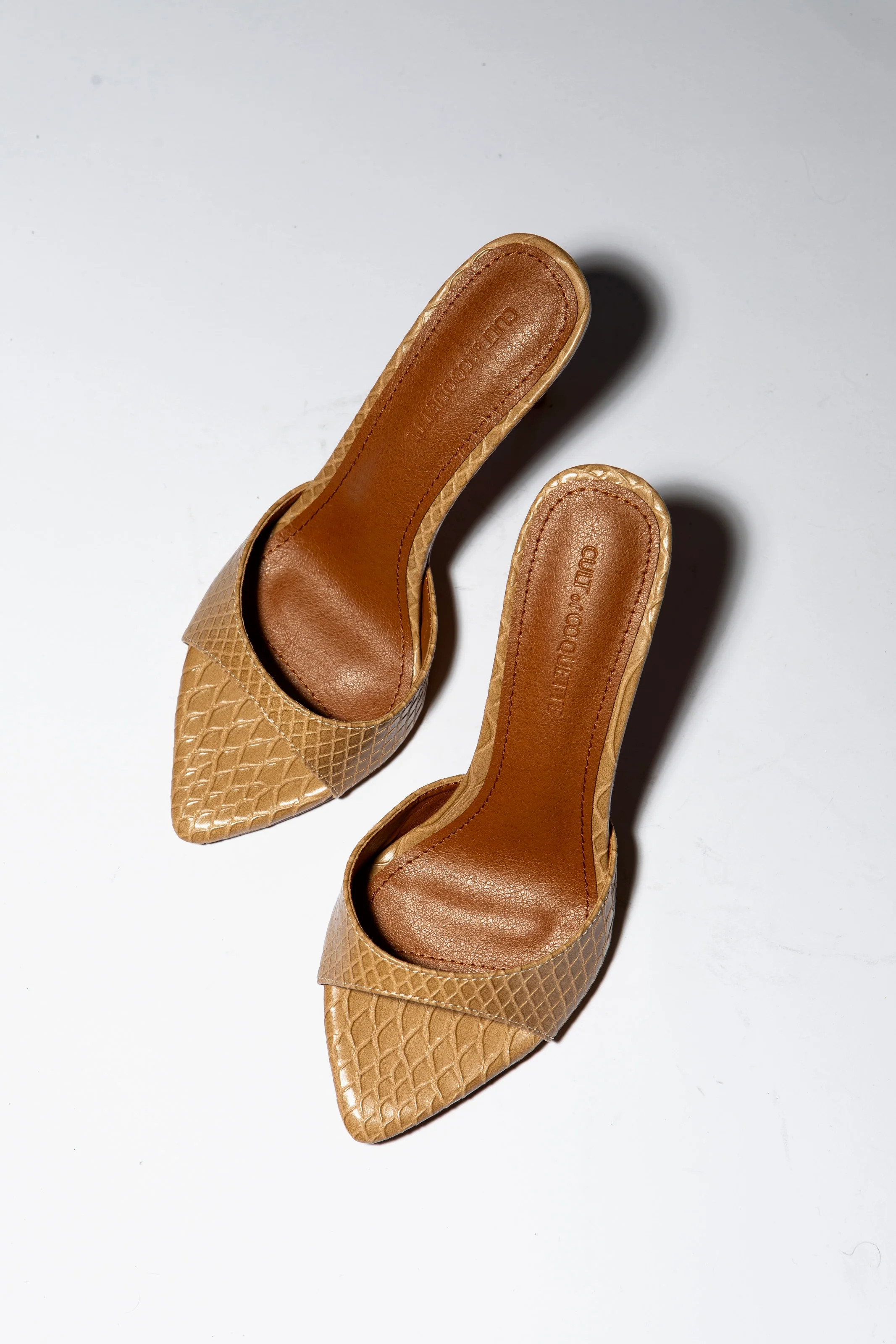 Gia Nude Reptile Vegan Mules 80 mm | CULT OF COQUETTE