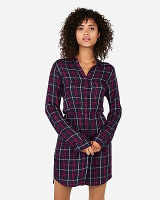 Plaid Popover Shirt Dress | Express