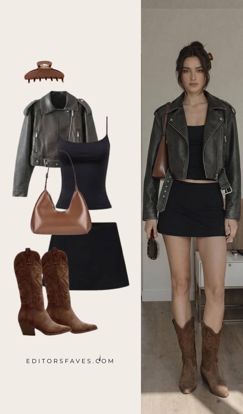Moto jacket with cowboy boots. Date night outfit. Concert outfit. 

#LTKMidsize #LTKFestival #LTKPetite