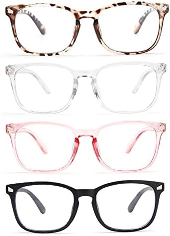 CCVOO 4 Pack Blue Light Blocking Reading Glasses, Anti Headache/Glare/Eye Strain Readers Computer... | Amazon (US)