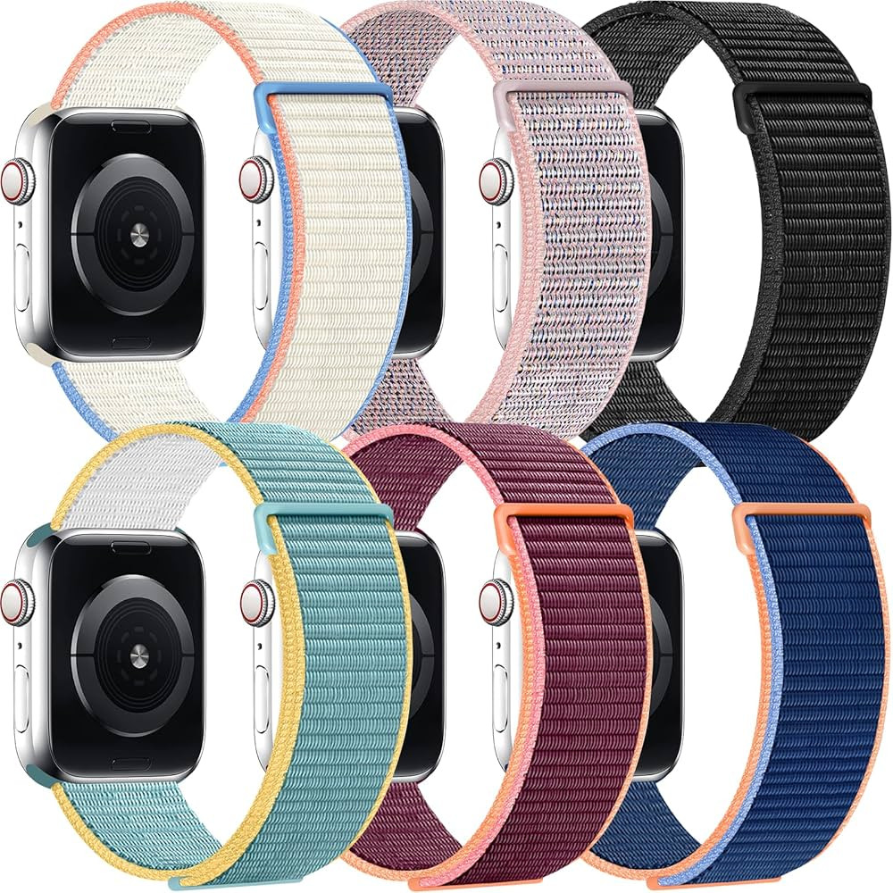 6 Packs Nylon Band Compatible with Apple Watch Band 38mm 40mm 41mm for Women Men, Adjustable Spor... | Amazon (US)
