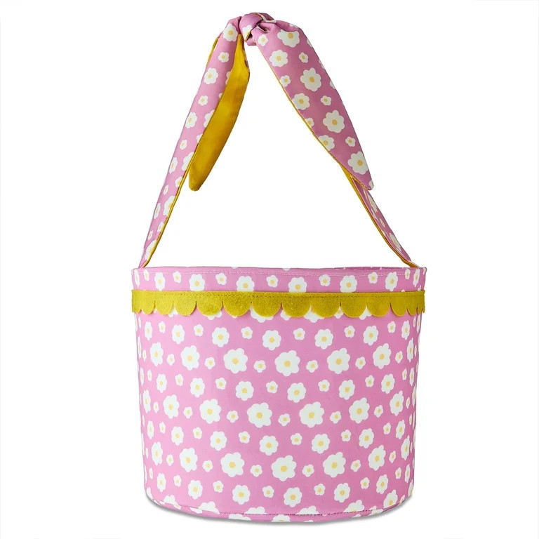 Floral Fabric Basket, Pink and White, 8" x 11", Easter by Way To Celebrate | Walmart (US)