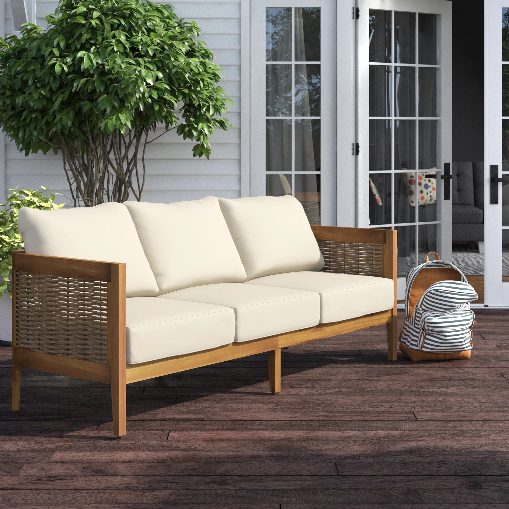 Boling 76.5'' Wide Straight Patio Sofa with Cushions | Wayfair North America