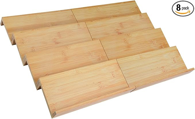 Bamboo Spice Drawer Organizer for Insert Shallow Drawer, 8 Tier Stackable Spice Rack Organizer fo... | Amazon (US)