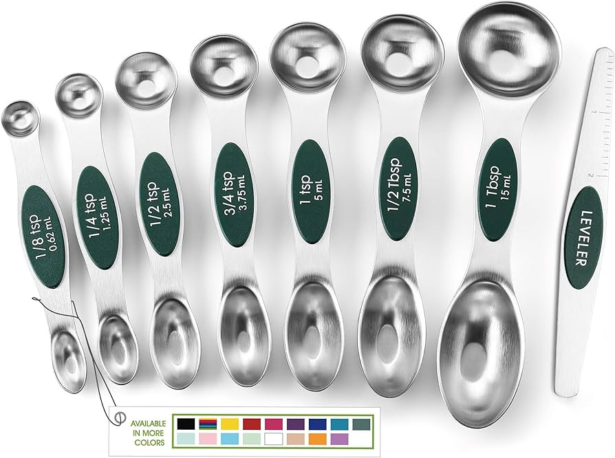 Spring Chef Stainless Steel Magnetic Measuring Spoons Set of 8 with Leveler, Stackable Magnetic T... | Amazon (US)