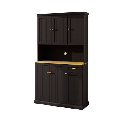 Sevobal Utility Storage Cabinets, Floor Cabinet with Doors and Open Shelves for Living Room Kitchen Hallway, Black, 39.76"*14.68"*70.86" | Target