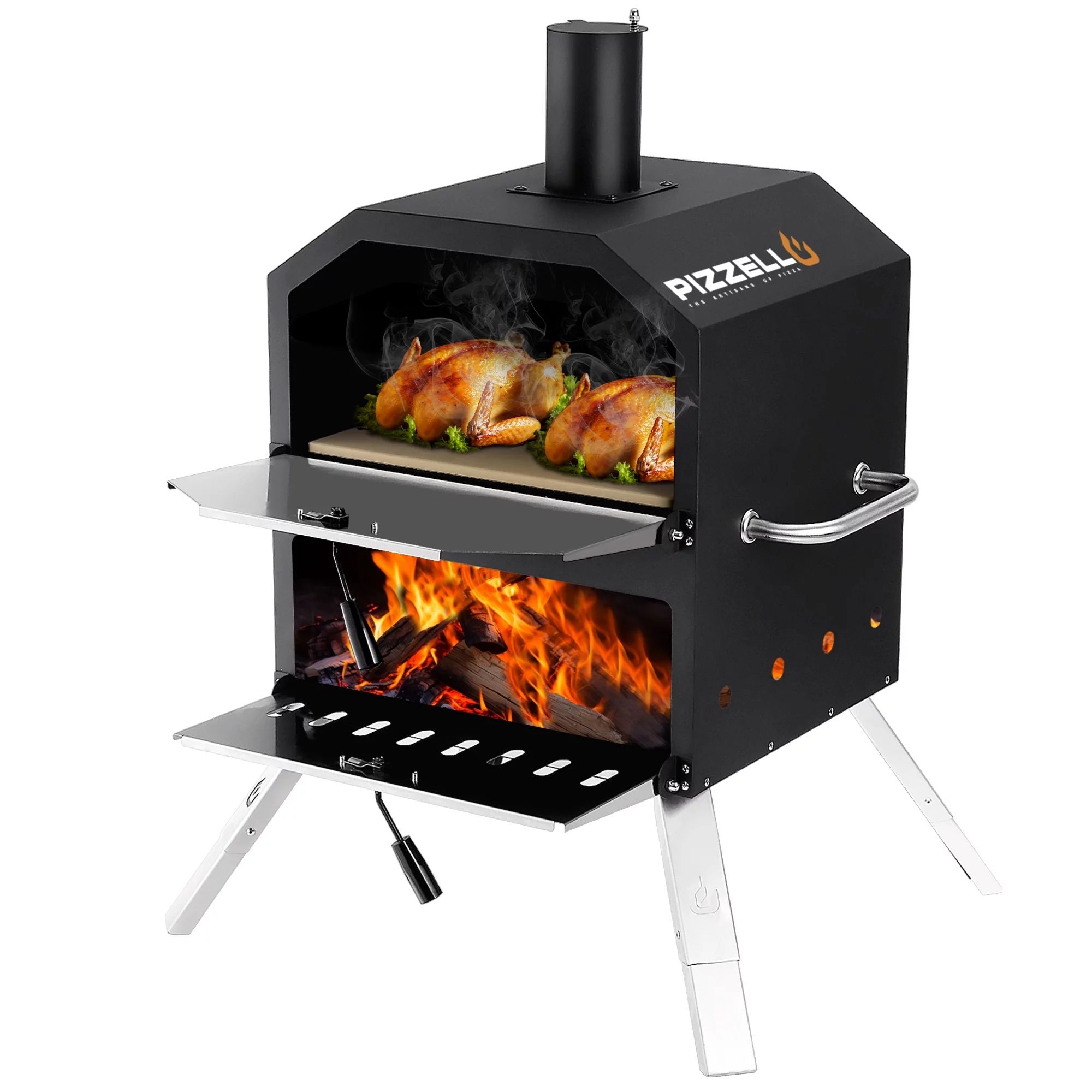 Pizzello Outdoor Pizza Oven 16" Wood Burning Outside Pizza Maker with Pizza Stone, Pizza Peel, Gr... | Walmart (US)