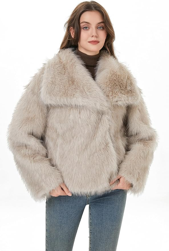 Women Faux Fur Coat Fluffy Jacket Fall Winter Spring Shaggy Shawl Oversized Outerwear | Amazon (US)
