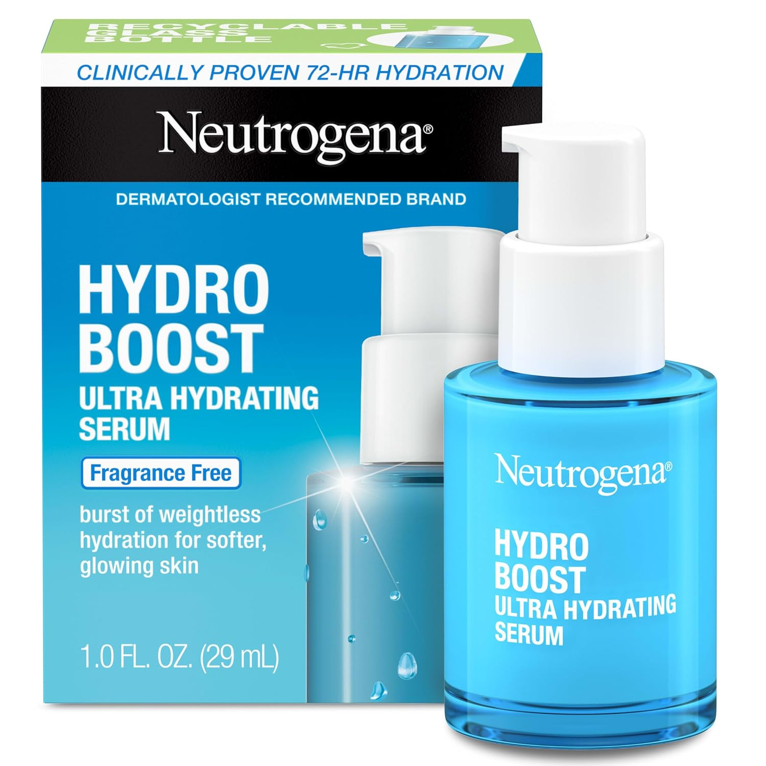 Neutrogena Hydro Boost Ultra Hydrating Serum with Hyaluronic Acid, Fragrance-Free Face Serum for Weightless Hydration and Softer, Glowing Skin, Non-Comedogenic, 1 fl. oz | Amazon (US)