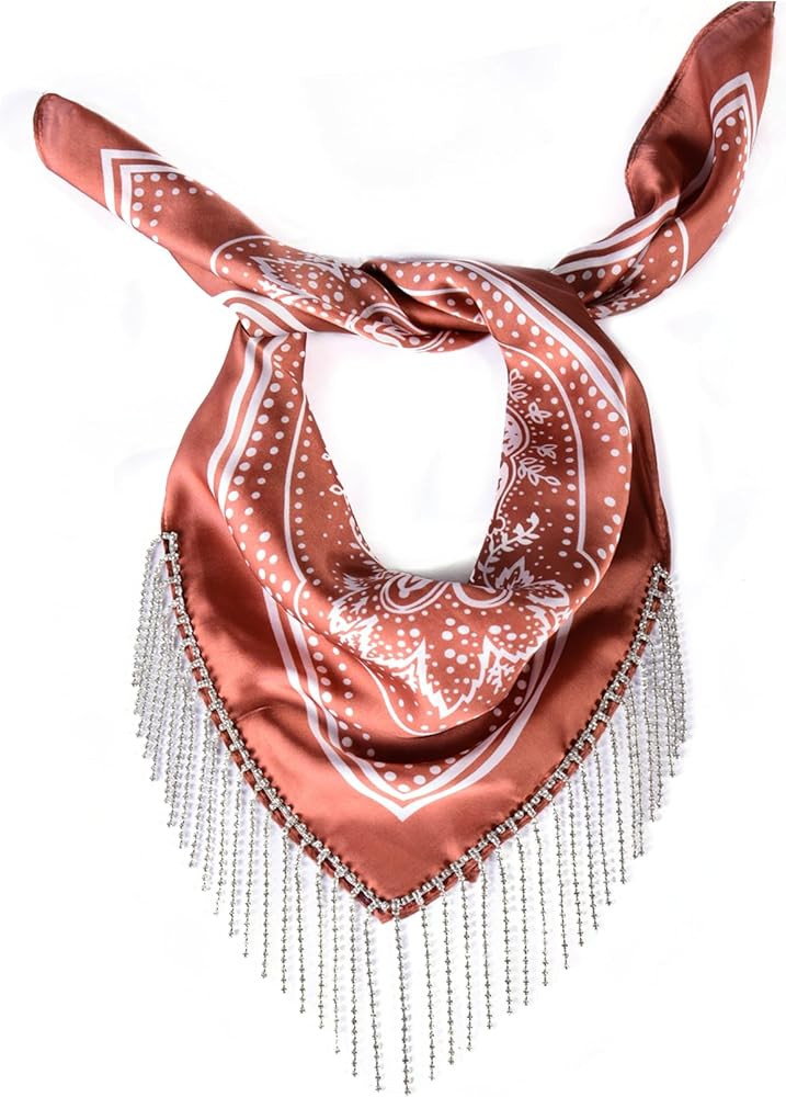 rhinestone bandana Fringe bandanas for women rhinestone bandana Western Bling Sparkly Bandanas 1 ... | Amazon (US)