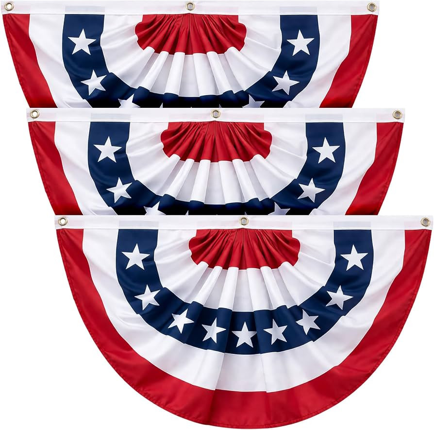 3x6 FT American Bunting Flags Outdoor, 4th of July Pleated Large Fan Flags, USA Patriotic Banner ... | Amazon (US)