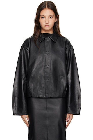 St. Agni - Black Cocoon Leather Jacket | SSENSE
