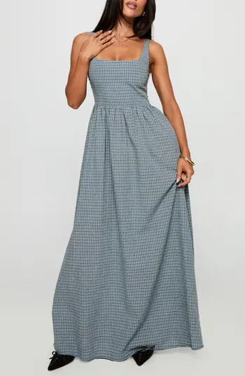 Princess Polly Cartmel Check Maxi Dress in Navy at Nordstrom Rack, Size 8 | Nordstrom Rack