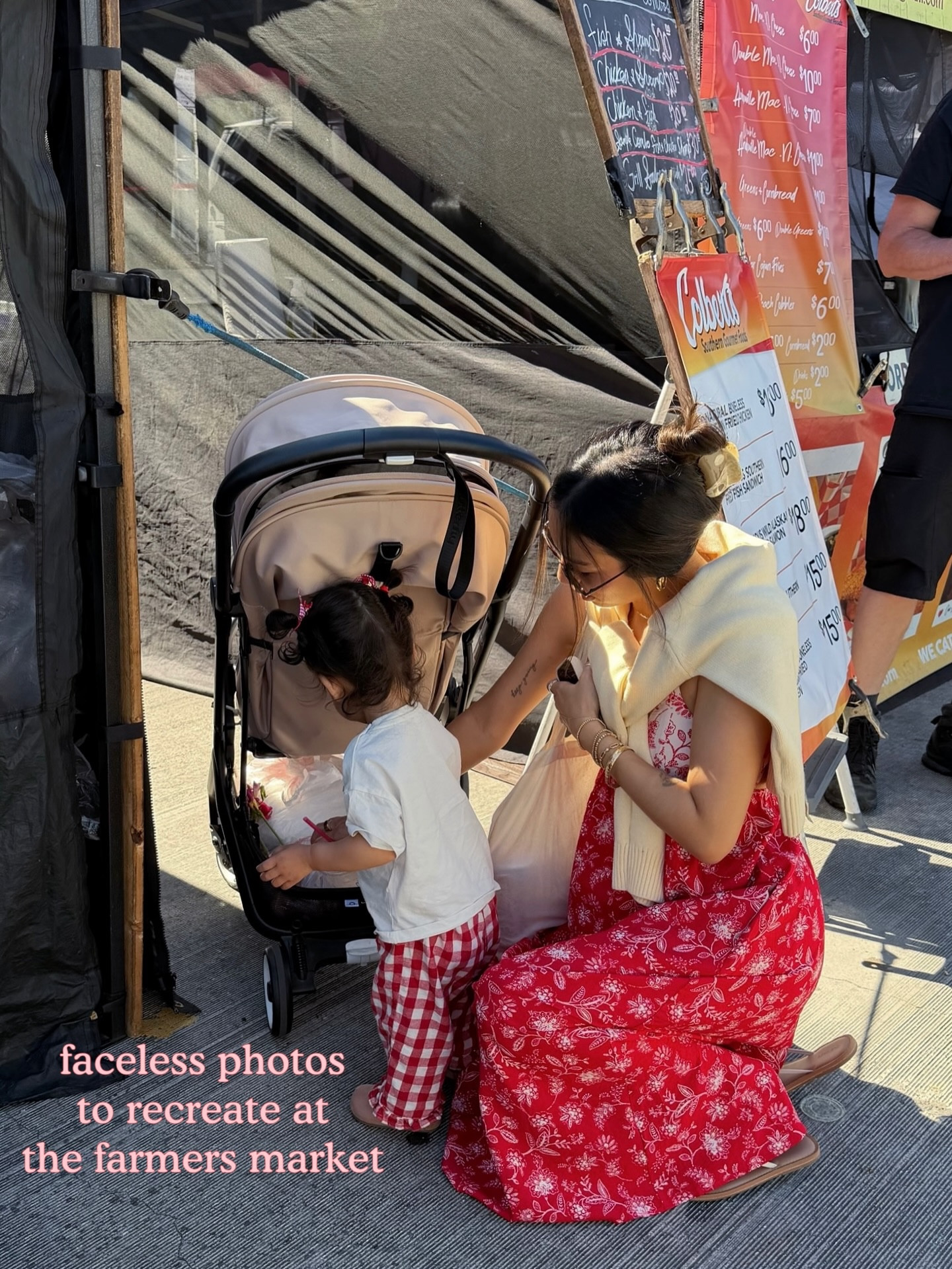 farmers market outfit 🍓🌸🌹🎀 @abercrombie | wearing XS in dress | sun dress | abercrombie dress | summer fashion inspo | spring fashion inspo | mom and daughter 

#LTKKids #LTKdayinmylife #LTKootd