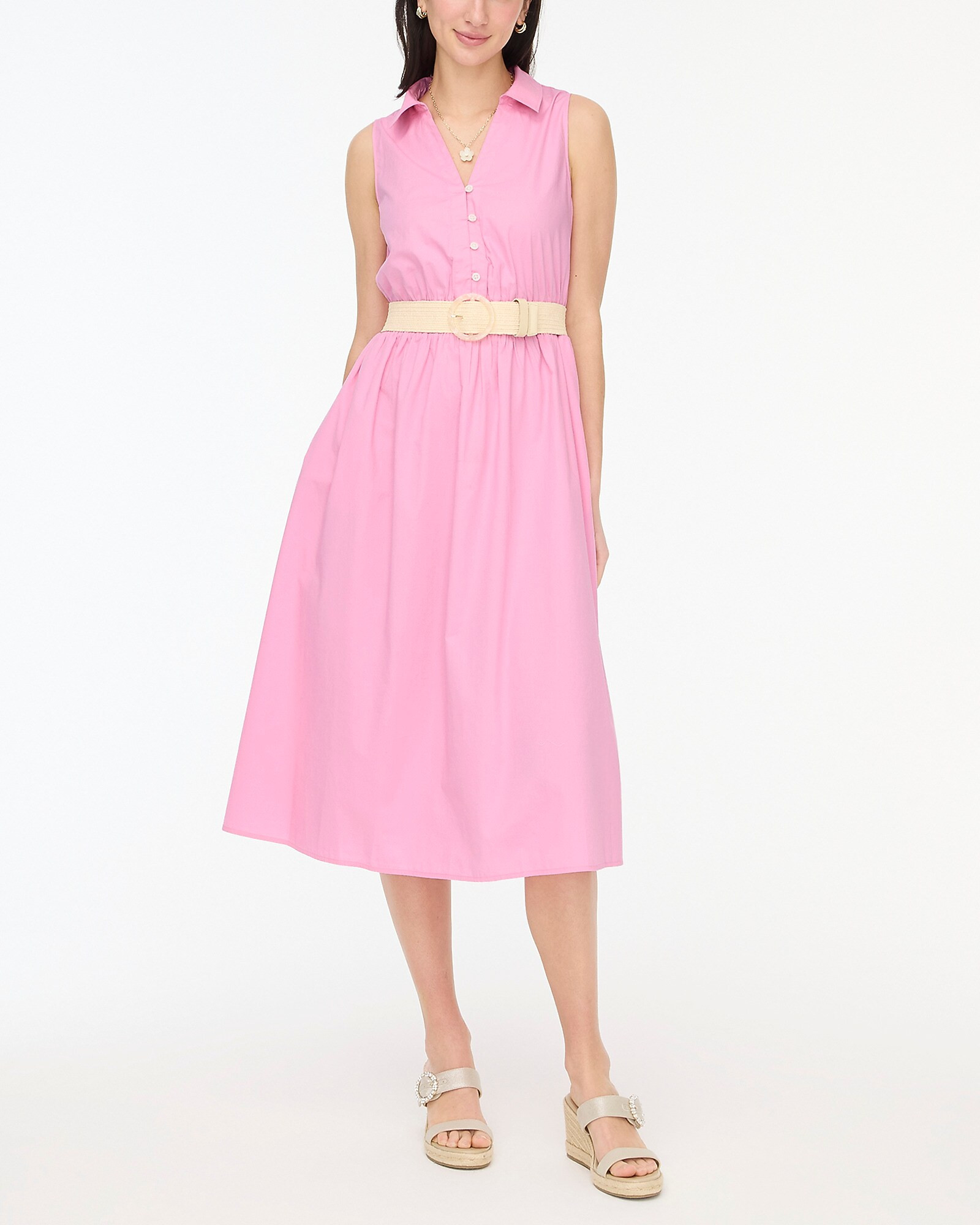 Sleeveless collared midi dress | J.Crew Factory