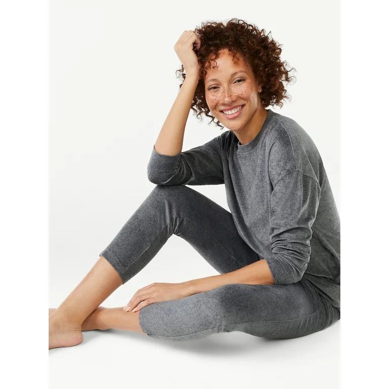 Joyspun Women's Velour Top and Sleep Pants Pajama Set, 2-Piece, Sizes S to 3X | Walmart (US)