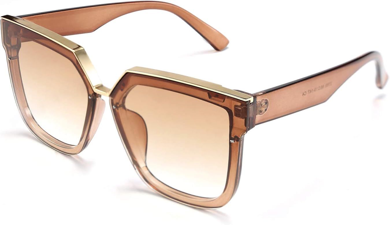 FEISEDY Fashion Women Men Sunglasses Square Frame Metal Shape Nesting Lenses B2595 | Amazon (US)