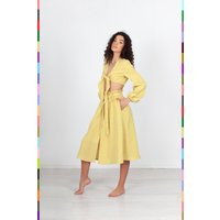 Women's Linen Top - Italian Flax, Double Stonewashed, Lemon Color | Etsy (US)