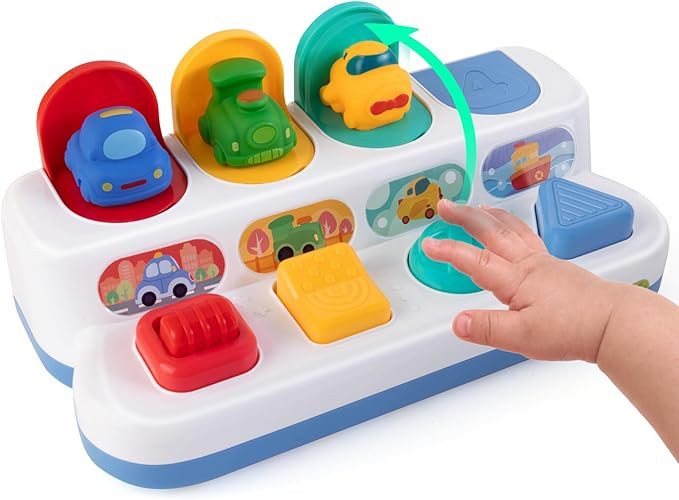 Interactive Cause & Effect Pop Up Vehicle Toys for Toddlers 1-3 Years, Sensory Montessori Toys fo... | Amazon (US)
