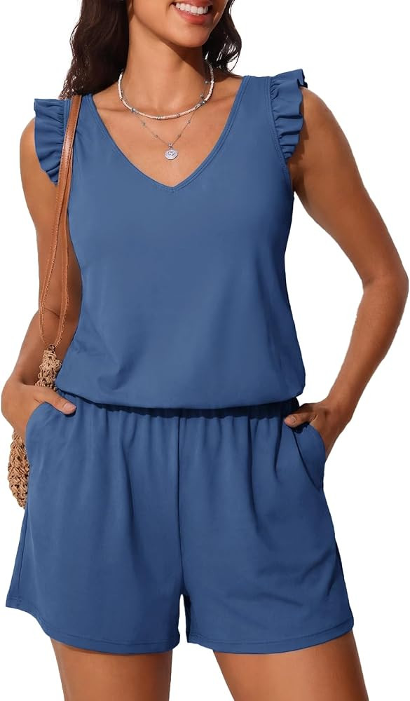 Summer Mae Ruffle Swim Romper One Piece Swimsuit Women Modest High-Back Bathing Suit with Pockets... | Amazon (US)
