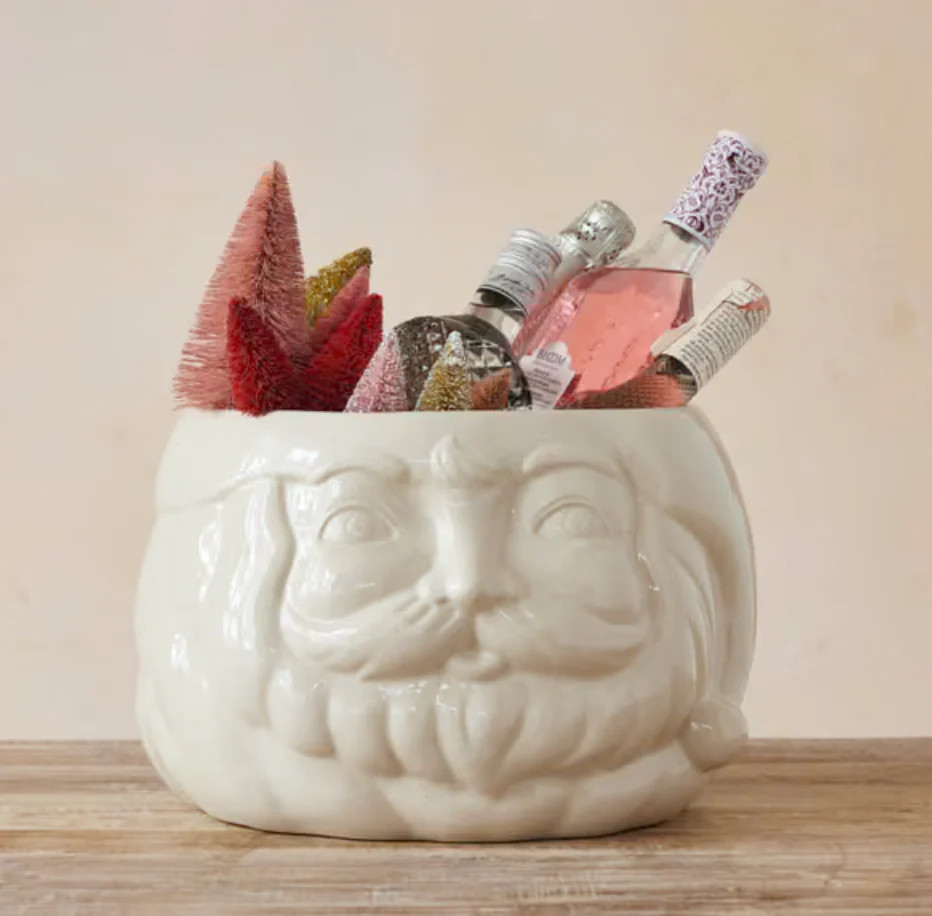 Ceramic Santa Planter Ice Bucket / White | Ama La Vita
