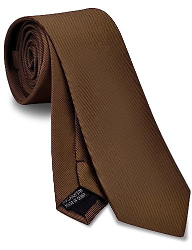 Branduce 2.4" Brown Tie Mens Skinny Tie for Wedding 6cm Solid Pure Color Thin Slim Woven Necktie (TA04-31) | Amazon (US)