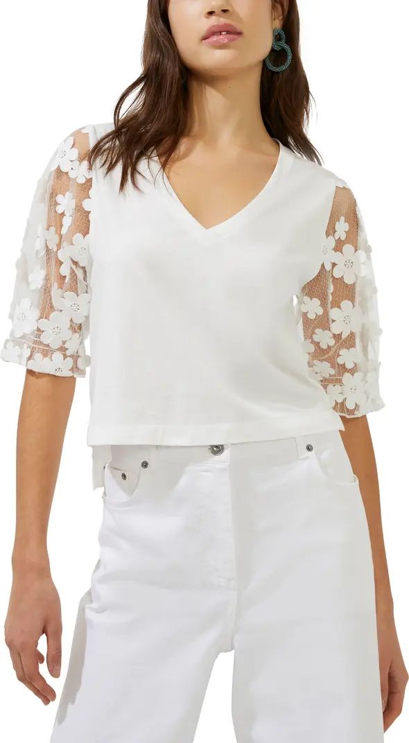 French Connection Pansy Floral Sleeve Top | Nordstrom | Nordstrom