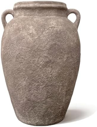 Rustic Ceramic Flower Vase, Vintage Two-Handle Brown Textured Home Décor | Handcrafted pottery w... | Amazon (US)