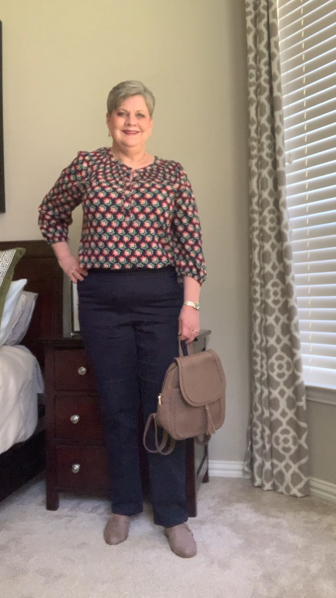 Croft & Barrow Smocked Top tucked into Croft & Barrow Pull on pants.

Added tan mules & a backpack purse.

Top comes in several patterns & colors.

Pants come in long & short lengths & lots of colors.

#LTKSeasonal #LTKcurves