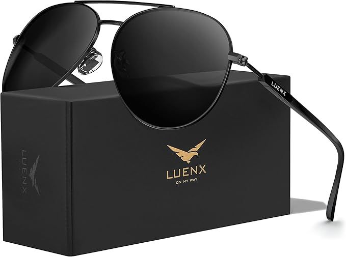 LUENX Aviator Sunglasses for Men Women Polarized - UV 400 Protection with Accessories 60MM | Amazon (CA)