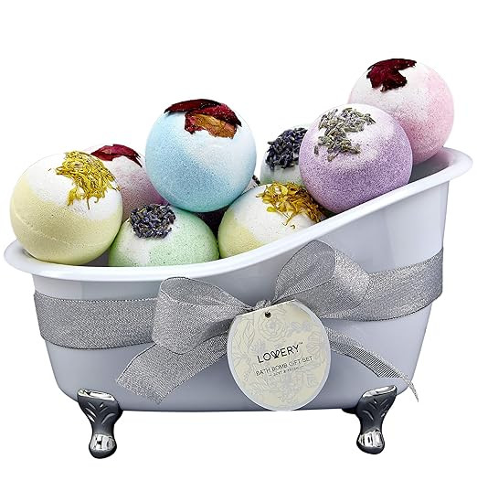 Bath Bombs Gift Set for Women – 10 Oversized Two Tone Colorful Bath Fizzies with Shea & Coco Bu... | Amazon (US)
