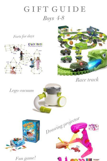 Kids Gift Guide ages 4-8 🩵🎄🦖 Crazy forts, dinosaur racetrack, Lego vacuum, Shark bite family fun game and an art projector 📽️ 

#LTKkids #LTKGiftGuide #LTKHoliday
