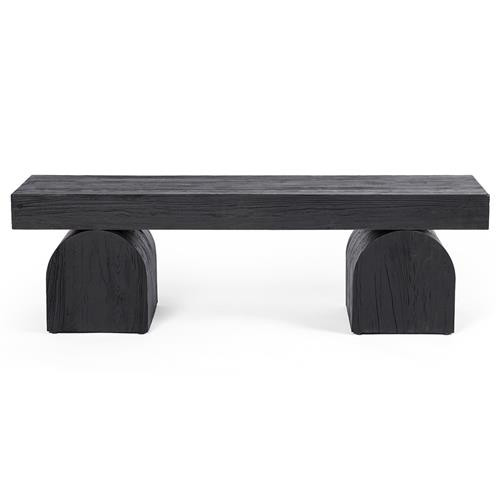 Kara Global Bazaar Black Solid Wood Bench | Kathy Kuo Home