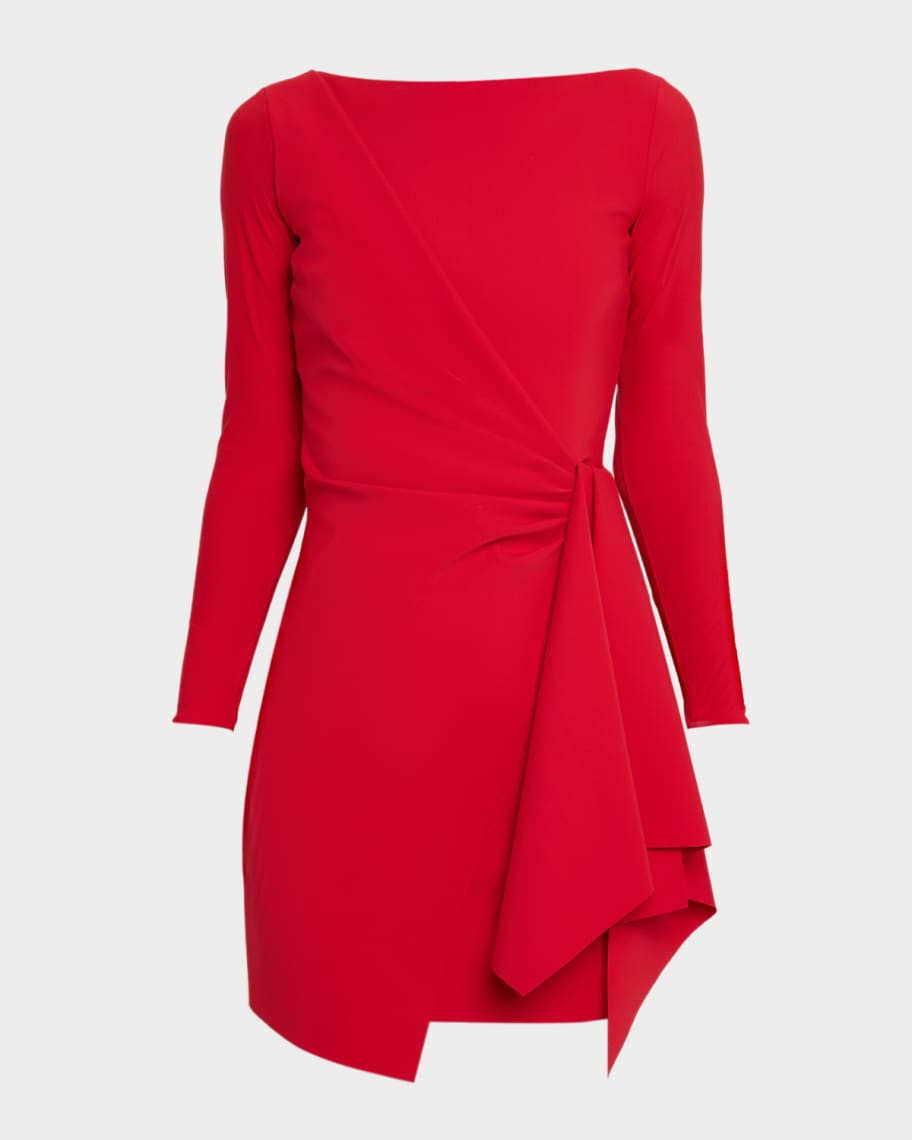 Chiara Boni La Petite Robe Draped Boat-Neck Mini Dress | Neiman Marcus