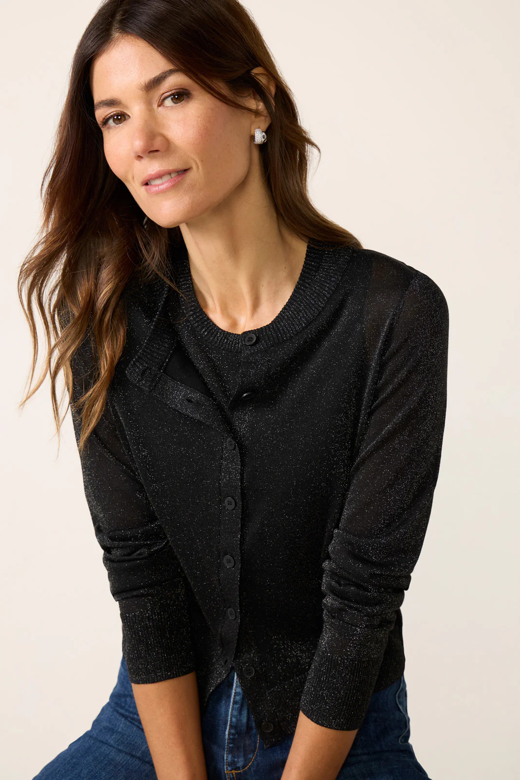 Casey Sheer Metallic Cardigan | Evereve