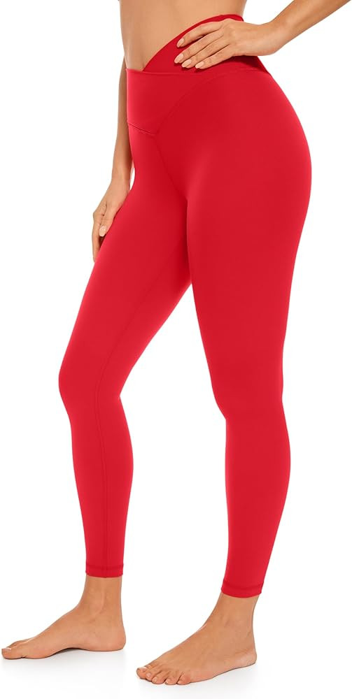 CRZ YOGA Womens Butterluxe Cross Waist Workout Leggings 25" / 28" - V Crossover High Waisted Gym ... | Amazon (US)