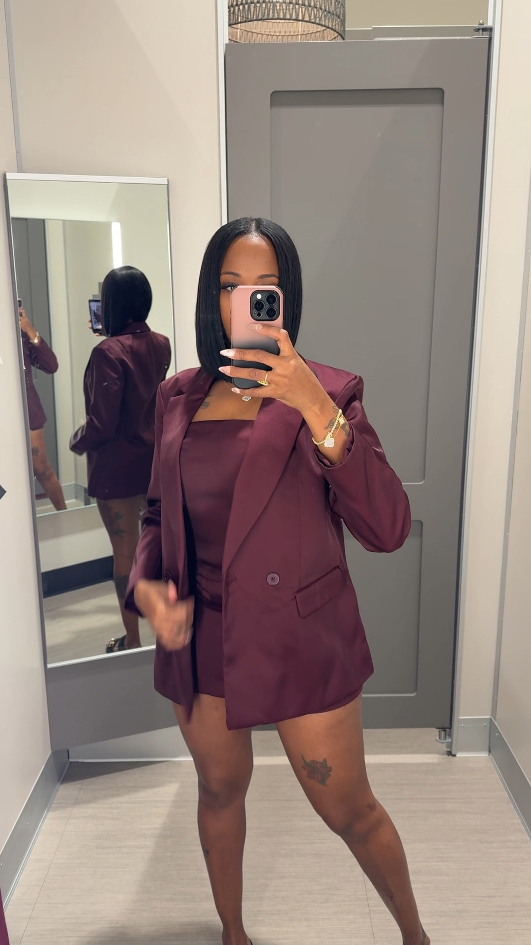 Satin Burgundy suit