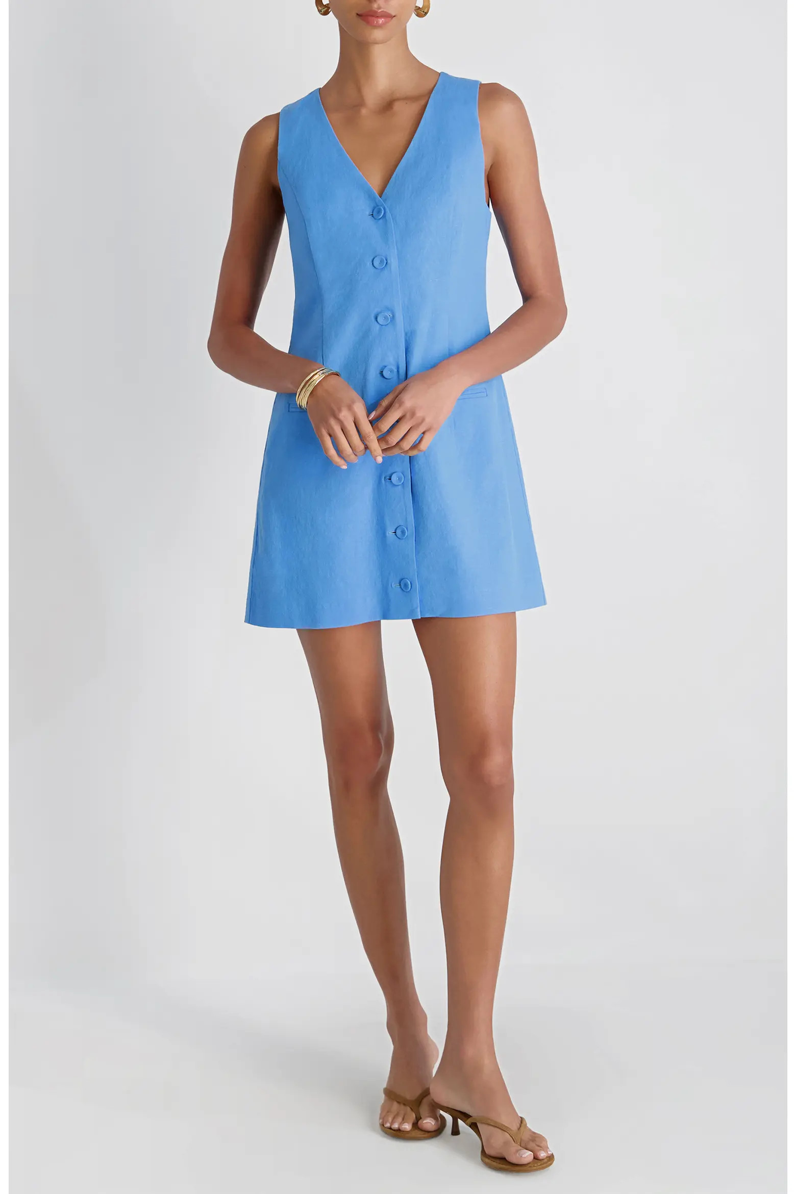 Sleeveless A-Line Linen Blend Minidress (Women) | Nordstrom | Nordstrom