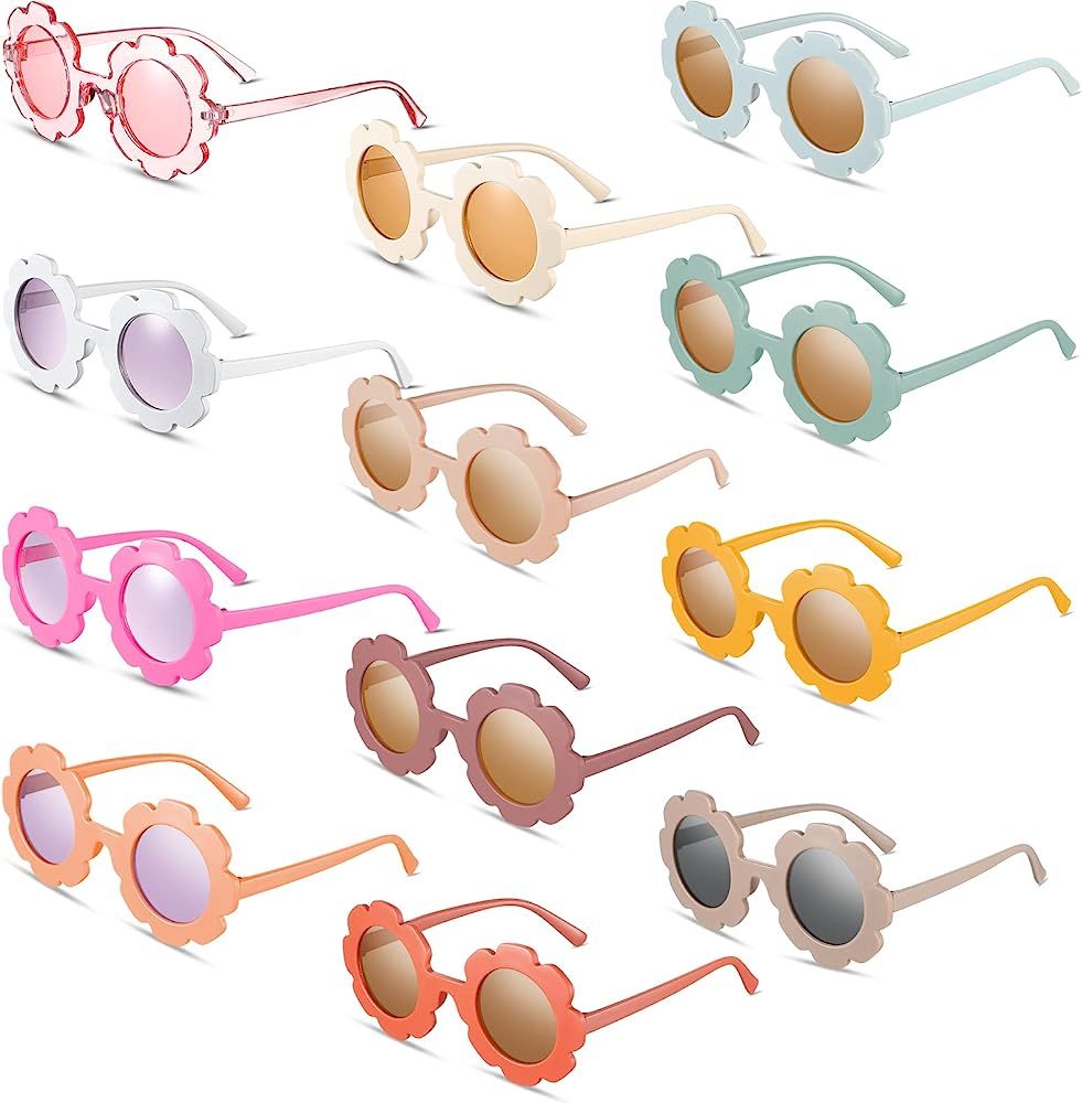 12 Pairs Kids Round Flower Sunglasses Flower Shaped Sunglasses Cute Outdoor Sunglasses Eyewear fo... | Amazon (US)