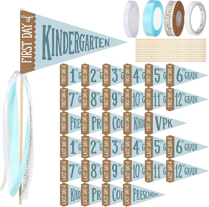 TaoBary 34 Packs First and Last Day of School Pennant Flags Kit, DIY Back to School Signs with Wo... | Amazon (US)