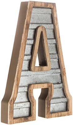 XXL 14" Galvanized Metal and Wood Industrial Home and Business Wall Letters Monogram Letter A | Amazon (US)