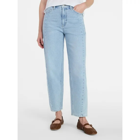 Time and Tru Women's High Rise Barrel Jeans, 28" Inseam, Sizes 0-20 | Walmart (US)