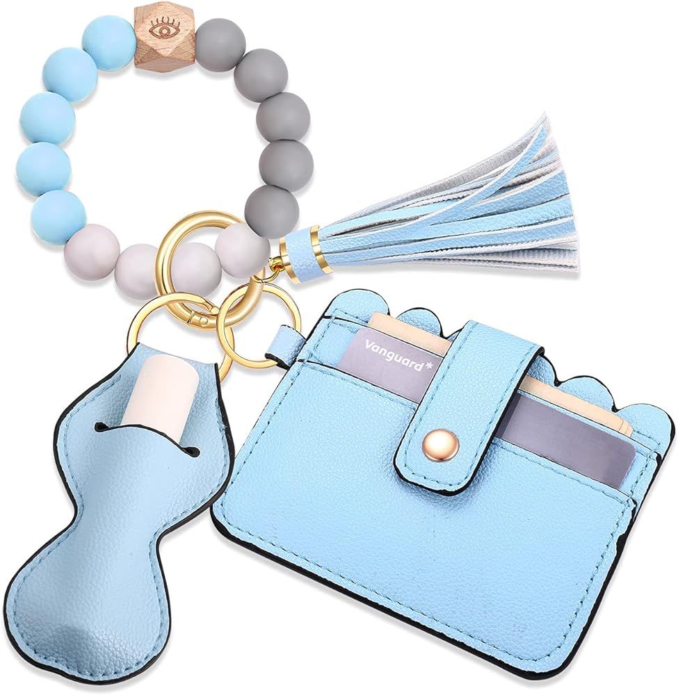 BVGA Wristlet Keychain Bracelet Wallet, Silicone Bead keyring Bangle for Women | Amazon (US)