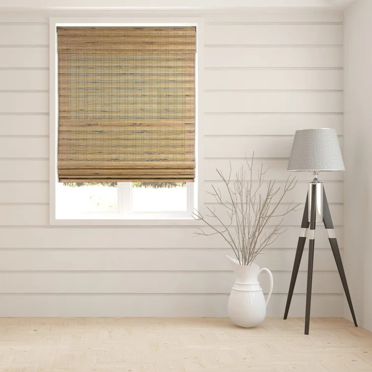 Aymeric Tuscan Semi-Sheer Brown Roman Shade | Wayfair Professional