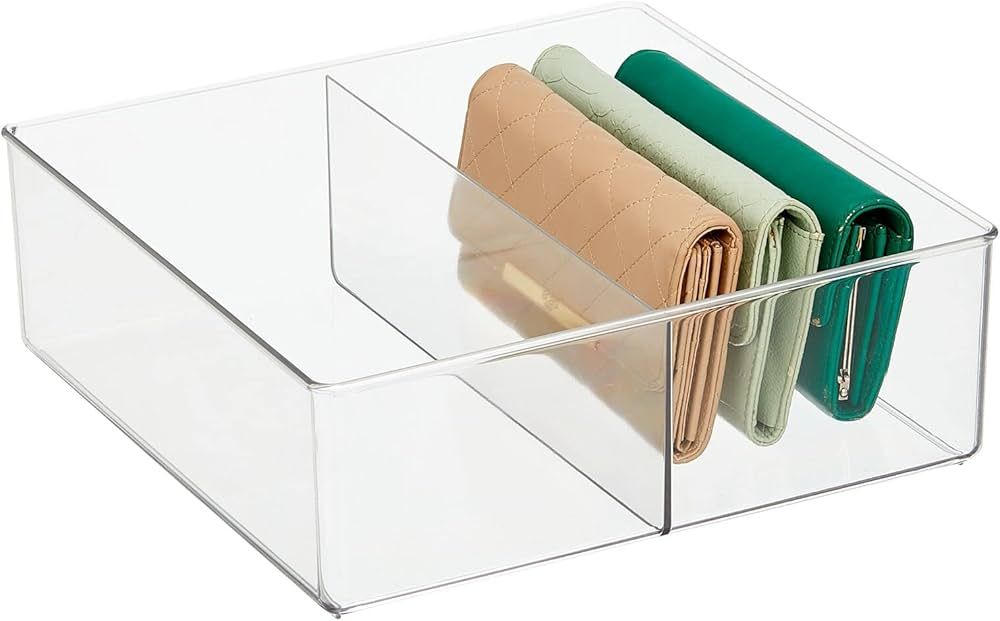 mDesign Plastic Organizer Box, Divided Closet Storage Bin Container for Bedroom Closet or Dresser Dr | Amazon (US)