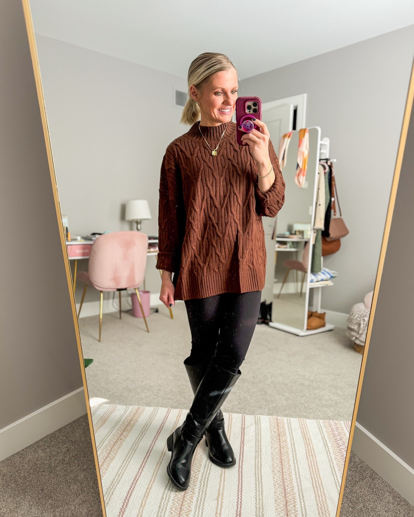 What I wore this week! Winter outfit with a cozy sweater and fleece lined leggings! 
Sweater- small
Leggings- xsmallL

#LTKootd #LTKOver40 #LTKPetite
