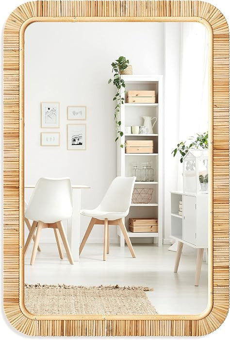 Barnyard Designs Rattan Wall Mirror Natural Tan (20" x 30", Rectangular) | Amazon (US)